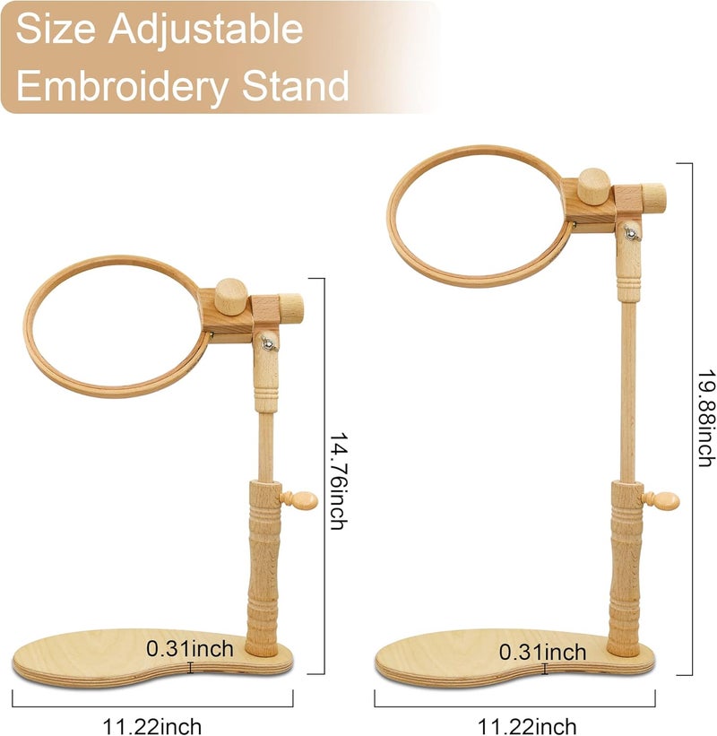 GuoFa Adjustable Embroidery Hoop Stand, Beech Wooden Cross Stitch Holder, Embroidery Lap Stand for Needlework, Tabletop Seat Frame Stand for Embroidery and Cross Stitch - Image 5